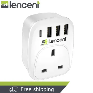 LENCENT World to US Plug Adapter with 3 USB & 1 PD Type-c Quick Fast