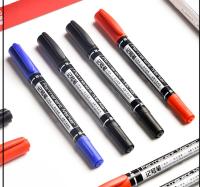 ปากกาเคมี มาร์คเกอร์ แบบลบไม่ได้ ปากกา 2หัว  0.5mm และ 1.2mm ปากกา Permanent ปากกาเขียนซีดี เขียนซองพลาสติก ปากกาอเนกประสงค์ สีดำ แดง น้ำเงิน