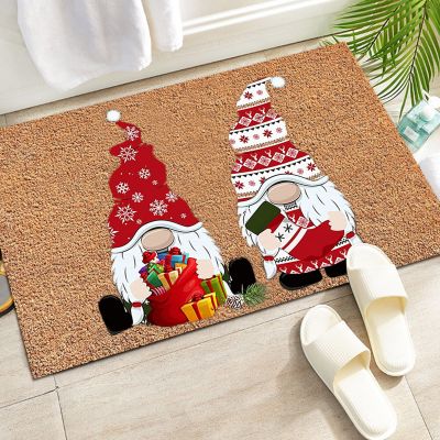 （A SHACK） ChristmasWelcome Home Non Slip Gnome Dwarf Door Mats MerryHoliday Entrance Door MatBath Floor Mat