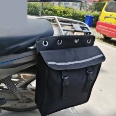 Electric car side bag hanging bag shoulder bag motorcycle black canvas multi-functional single side self-carrying bag rear seat tool