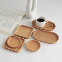 Wooden Storage Tray Wood Round Square Trays Table Mat Coffee Coaster Bread Fruit Dinner Plates for Kitchen Japanese Home Decor