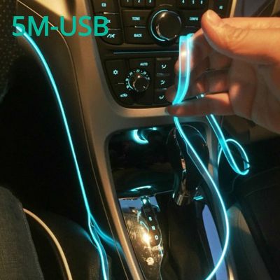 【CC】 5m Car Interior Atmosphere Lighting Strip 5V Cold Tube With USB Decoration Ambient Lamp