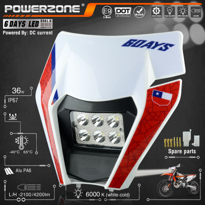 PowerZone Motorcycle LED Headlight Headlamp Head Light Supermoto Fairing For KTM EXC SXF MX Dirt Bike Enduro LED Headlight