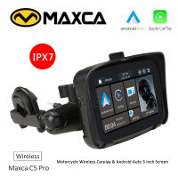 MAXCA XPLAY C5 Pro ระบบแอนดรอยด์ไร้สายกันน้ำ Apple รถจักรยานยนต์รถยนต์หน้าจอ Carplay จีพีเอสสำหรับรถจักรยานยนต์ระบบนำทางเครื่องเล่นมัลติมีเดียรับประกัน