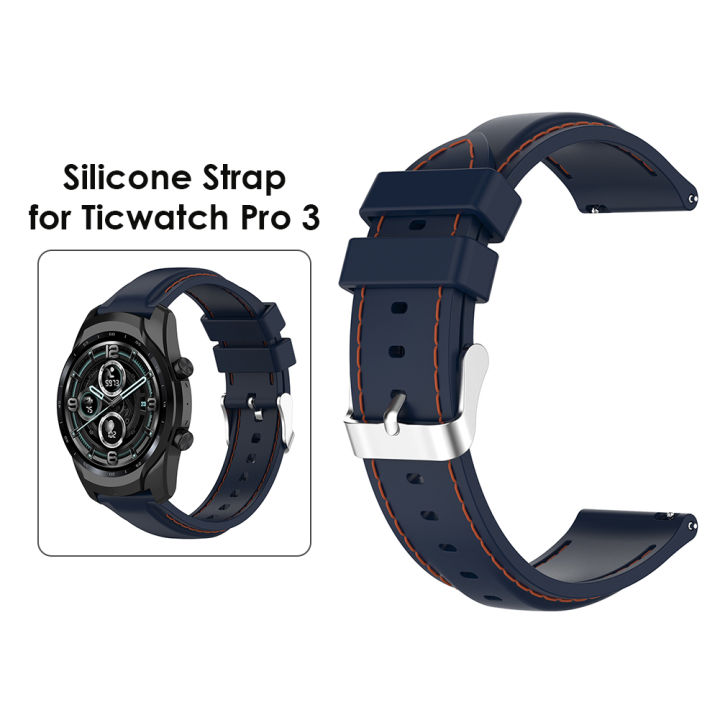 ซิลิโคน22มม-สายนาฬิกาข้อมือสำหรับ-ticwatch-pro-3-ticwatch-pro-3-lte-นุ่มนาฬิกาข้อมืออุปกรณ์เสริม