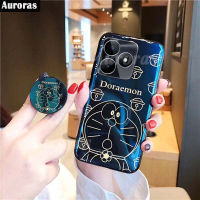 เคสมือถือฝาหลัง C51 Realme ตัวยึดขาตั้งคู่แมวการ์ตูนที่ยึดกันกระแทกแบบนิ่มสำหรับ Realme C51เคสใส่โทรศัพท์