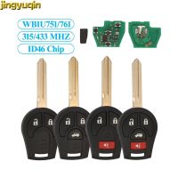 Jingyuqin 2/3/4ปุ่มกุญแจรถยนต์รีโมท315/433MHZ ID46สำหรับ Nissan แดดจ้า Qashqai Sylphy Tiida March Cube S SL Rogue CWTWB1U751/761