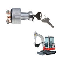 Silver 1700100023 1700100052 H806 Ignition Switch With 2 Keys For Takeuchi Excavator Digger Ignition Switch Lock Cylinder