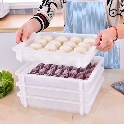[COD] Superimposed plastic dumpling box tray non-stick refrigerator fresh storage multi-layer food