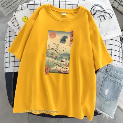 Wolf Princess Ukiyo Japan Style Print Men/Women Tshirts Breathable Tops 100% Cotton T Shirt Soft Oversized Tshirt Womens