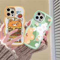 เคส Hp A17 OPPO A57 A15 A11k A3S A16 A16K A54 A12 A5S A7 A94 A93 A76 A36 5F A53 A9 A31 A52 A92 A37 F9 A1K กระต่ายหมีดูเดิ้ลแฮมเบอร์เกอร์ขอบคลื่น TPU เคสครอบโทรศัพท์ ICasing