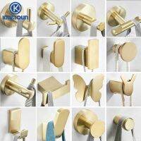 【YF】 Brush Gold Stainless Steel Clothes Hook Wall Mounted Towel Bathroom Hardware Robe Door Hat Kmmoun