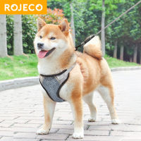 ROJECO สุนัขเทียมสะท้อนแสงจูงสำหรับสุนัขอุปกรณ์ระบายอากาศสัตว์เลี้ยงตะกั่วเสื้อกั๊กนุ่มปรับสัตว์เลี้ยงกลางแจ้งเดินอุปกรณ์