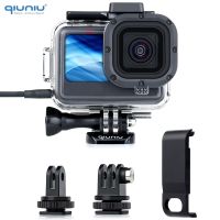 เคสป้องกัน QIUNIU สำหรับ Gopro Hero 11 10 9 Black Connectable Wire ด้านข้างเปิดโครงกระดูกแบตเตอรี่ตัวเรือนด้านข้างฝาปิดช่องข้าง