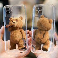 Funny Tedy Bear Transparent Phone Case for OPPO Realme C35 C31 C33 C30 Cover for Realme Gt Neo 3 2 Pro Q3s 9 Pro 8i 9i Plus 8Pro