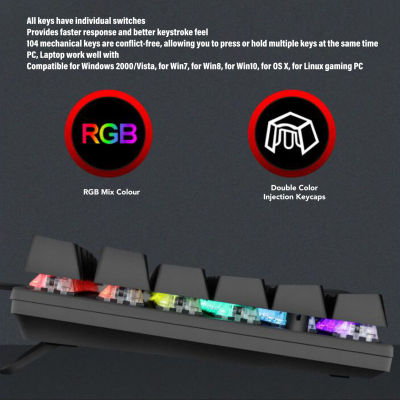 RGB 28โหมดแสงด้านหลังคีย์บอร์ดแผงโลหะสำหรับแล็ปท็อปสวิตช์สีฟ้าการตอบสนองคีย์บอร์ดแบบกลไก
