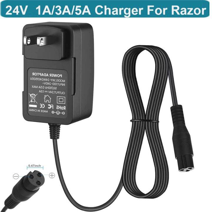 24V Scooter Charger For Razor Dirt Bike E100 E200 E300 E125 E150 E500