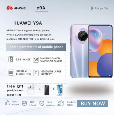 Huawei Y9A ดูอัลซิม6 + 128 GB 6.63นิ้ว1080X2400พิกเซล MT6769V Mediatek/cu Helio G80 (12 Nm) 4300MAH 64 MP + กล้อง16MP