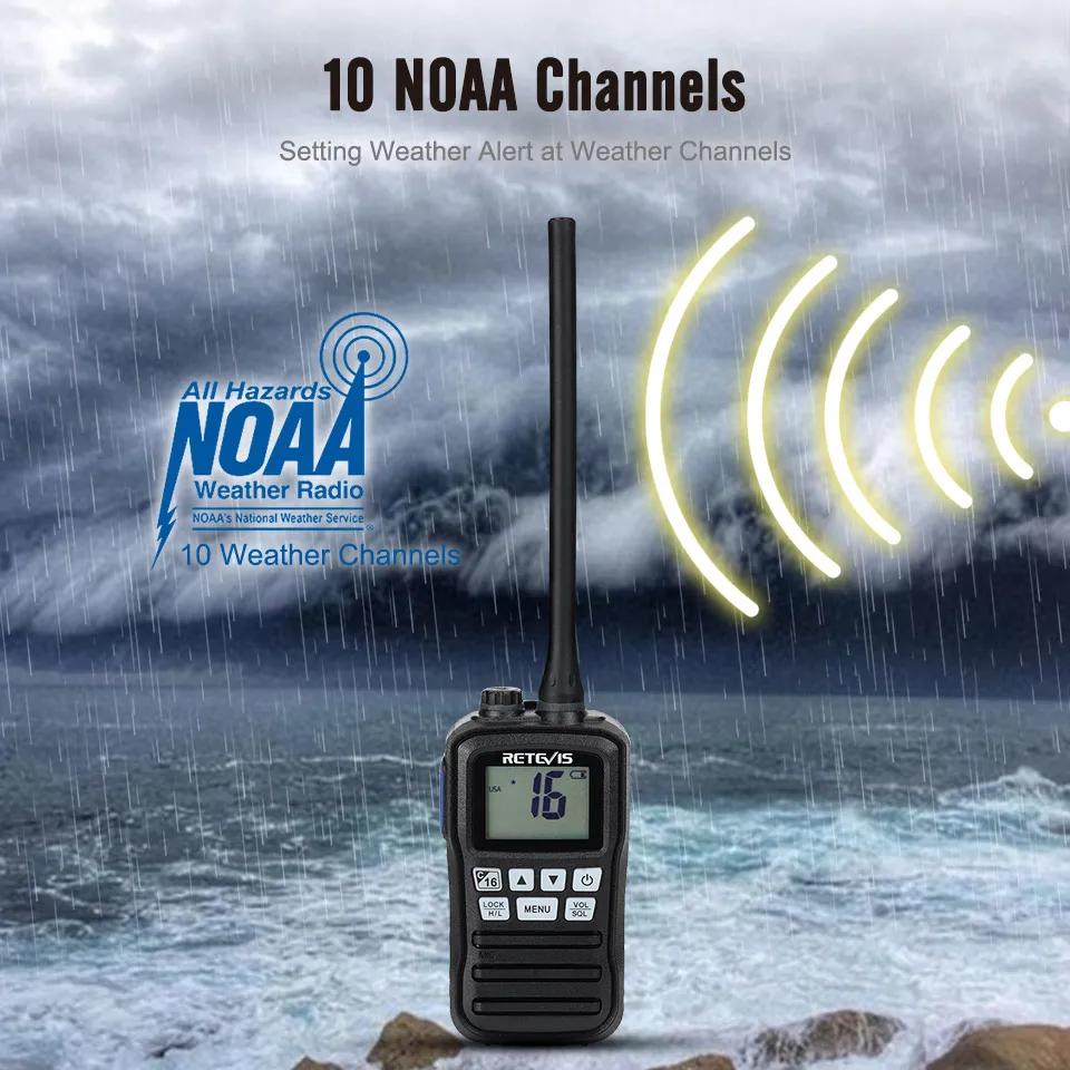 Retevis RM01 VHF Marine Transceiver IPX7 Waterproof Handheld Walkie Talkie  LCD Float Vessel Talk Two Way Radio for Boat 3W NOAA Lazada