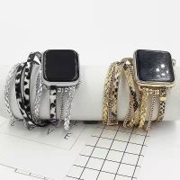 ∈◆☞ Leather Watch Band for Apple Watch Series Bead Braided Bracelet Strap for Watch Strap 38mm 40mm Drop Shipping Gift