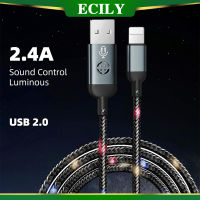 USB ECILY สายชนิด C เฮดโฟนชาร์จเร็วสำหรับ I-Phone Huawei ที่ชาร์จไฟ Xiaomi LED สาย USB C สายควบคุมด้วยเสียงสายข้อมูล