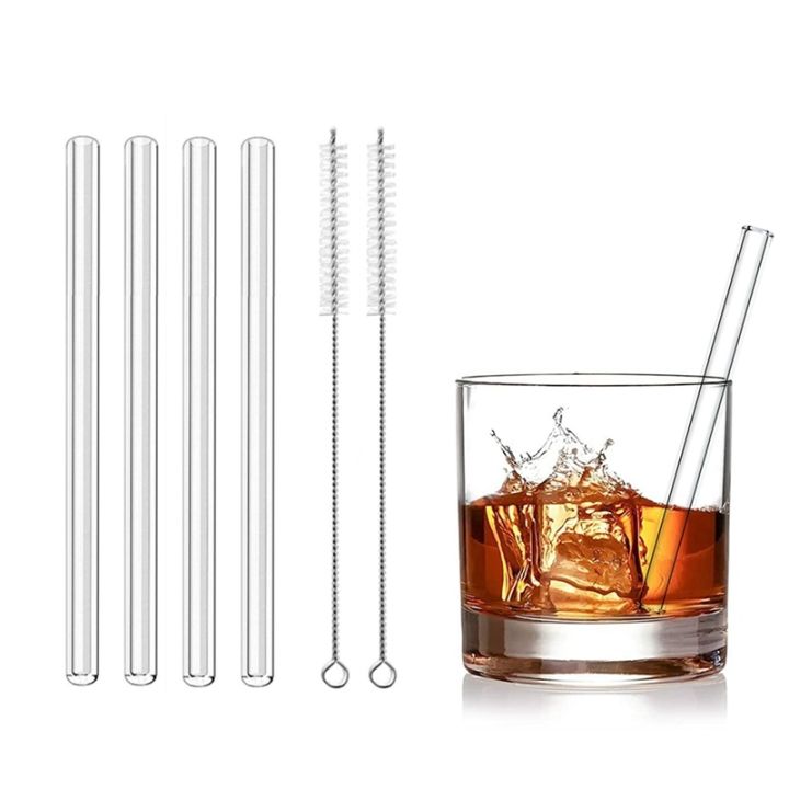 20cm-short-glass-straws-4pcs-8-quot-reusable-drinking-straws-dishwasher-safe-eco-friendly-cocktail-straws-for-smoothies-milkshake