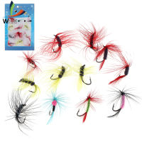 Weihe 12ชิ้น/เซ็ต Fly Fishing Lure Super Sharpened Crank Hook เหยื่อตกปลาประดิษฐ์ Feather Trout Flies Fly ผีเสื้อเหยื่อ