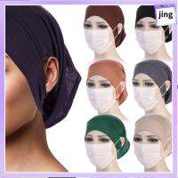 JING สำหรับ hijabs อุปกรณ์เสริมเสริม พร้อมส่ง หมวกผ้าพันคออิสลาม ใต้ฝามีรูหู หมวกคลุมฮิญาบ ฮิญาบของผู้หญิง