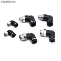 ﹉๑ Black 4 6 8 10 12mm Tube to Pneumatic Tube Connectors Elbow Quick Fittings Air fitting M5 1/8 quot; 1/4 quot; 3/8 quot; 1/2 quot; male thread