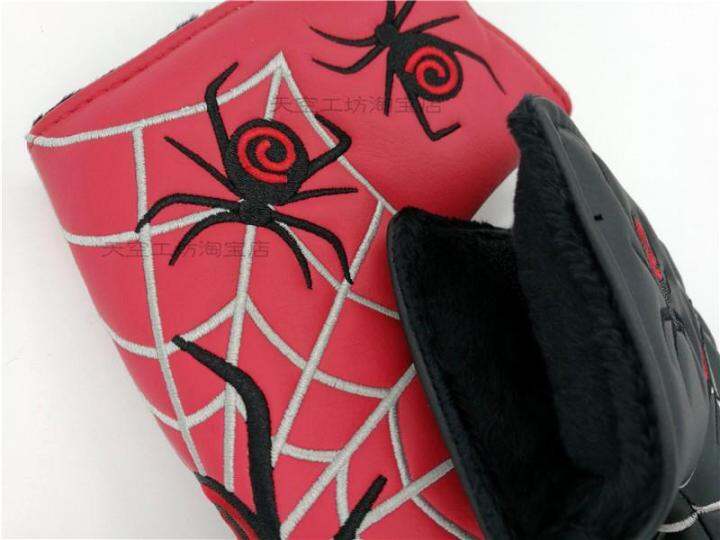 spider-golf-putter-cap-set-golf-male-and-female-ball-head-protective-cover-waterproof-pu-ฝาครอบหัวไม้รูปเดียว