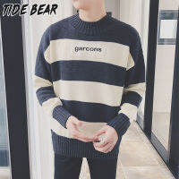 TIDE BEAR เสื้อสเวตเตอร์ผู้ชายโหมดเกาหลี ฮ่องกง,เสื้อสเวตเตอร์เสื้อกันหนาวคอเต่านักเรียนเสื้อกันหนาวมีฮู้ดเสื้อฮู้ดขนแกะ