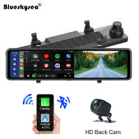 Blueskysea CP06 1080จุดรถ Dashcam ไร้สาย CarPlay, 11.26นิ้วหน้าจอสัมผัสเลนส์คู่รถกล้องมัลติมีเดียวิทยุสเตอริโอกับ GPS