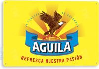 ป้ายดีบุก Aguila โคลอมเบียป้ายเครื่องหมายเบียร์ชนบทย้อนยุคผับบาร์สัญลักษณ์โรงเบียร์กระท่อม C647