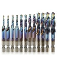 Toolstar ชุดดอกสว่านเจาะด้ายสกรูชุบไทเทเนียม1/4 HSS Hex Shank 12x เครื่องมือ M3-M10