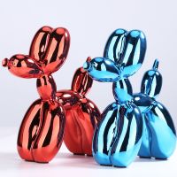 17Cm Animals Sculpture Resin Cute Shiny Balloon Dog Shape Statue Art Ornament Craftwork Home Decor With Antiskid Mat Lucky Gifts