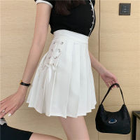 HOUZHOU Kawaii Sexy Pleated Skirt Women Cute Lace-up A-line Mini Skirt High-waisted Harajuku Summer Korean Style School Uniforms