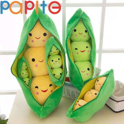 PAPITE【Ready Stock】25/40CM Soft Pea 3 Peas in a Pod Stuffed Toy Cute Sleeping Pillow 2 Colors Available Kids Birthday Gift