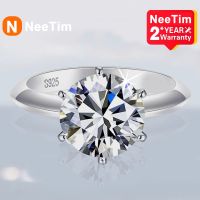 แหวนเพชรโมอิส5กะรัตของ NeeTim สำหรับผู้หญิงเครื่องประดับแหวนแต่งงานแหวนหมั้นสีทองรูปตัว D