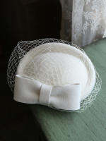 French Style Dress Hat Woman Mesh Wedding Party Headdress Elegant Women Wool Hats