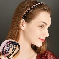 【YF】 Fashion Pearl Non-Slip Rhinestone Hairbands Elastic Flower Women Hair Hoop Bands Headband Bezel Girls Accessories Headdress