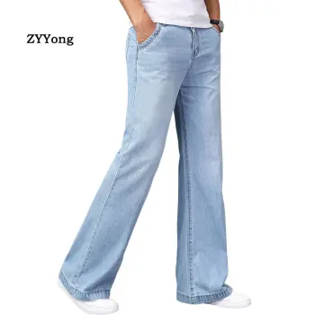 Plain Mens Bell Bottom Denim Jeans, Bootcut, Blue