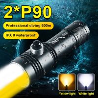 Newest XHP90 Diving LED Flashlight 18650 Rechargeable Underwater Lamp IPX8 Waterproof Scuba Diving Light Most Powerful LED Torch Rechargeable  Flashli