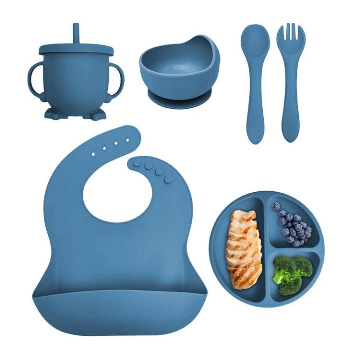 silicone-baby-meal-set-food-safe-divided-suction-plate-and-bowl-set-led-weaning-supplies-for-baby-boys-and-girls-to-easily-eat-vegetables-fruit-and-food-big-sale