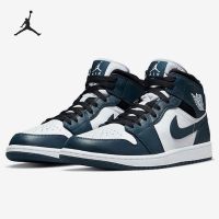 【Ready to ship genuine?/This model fits the Nike Air Jordan 1 mid dark teal fashion sports shoes (product with box, free shipping)