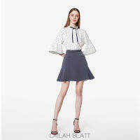 Lailah Blatt Polka Dot Pleated Top เสื้อเชิ้ต แขนระบายพลีต ลายจุด