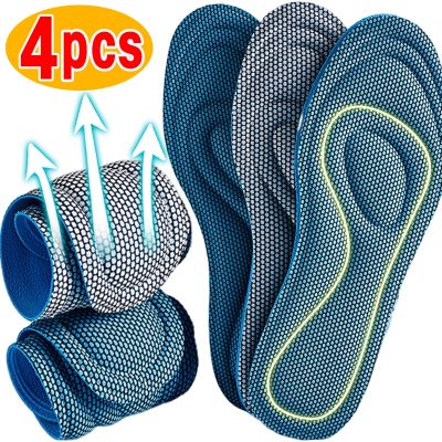 【jw】✆  Palmilhas ortopédicas de espuma memória para sapatos desodorização antibacteriana absorção suor inserir calçados esportivos almofadas 4pcs