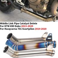 For KTM 690 Duke 2013-2018 Motorcycle Exhaust Modified Titanium alloy Catalyst Delete Middle Link Pipe Husqvarna 701 Svartpilen