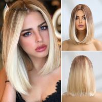 【CW】 oneNonly Ombre Blonde Wig Bob Short Straight wigs for Temperature Hair