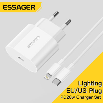 Essager ค่าเร็ว PD 20วัตต์ชาร์จ USB Type C เพื่อแสงชาร์จอย่างรวดเร็วสำหรับ 14 13 12 11 Pro Max X XS 8บวก ชาร์จ