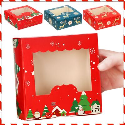 897GONGS 1/10pcs ลูกอม คัพเค้ก 4 ถ้วย กล่องห่อของขวัญ กล่องของขวัญคริสต์มาส กล่องบรรจุภัณฑ์เค้ก กล่องเค้กคริสต์มาสกระดาษแข็ง